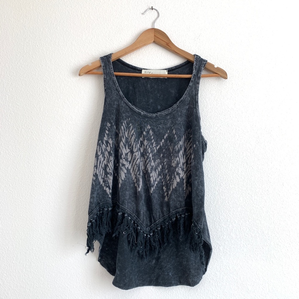 Vintage Havana Boho Acid Wash Fringe Tank